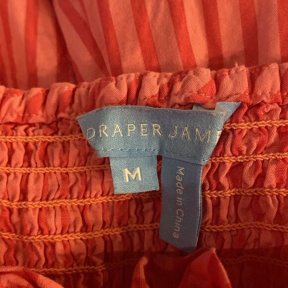 Draper James Smocked Bodice Pink Striped Summer Mini Dress M - Picture 7 of 9